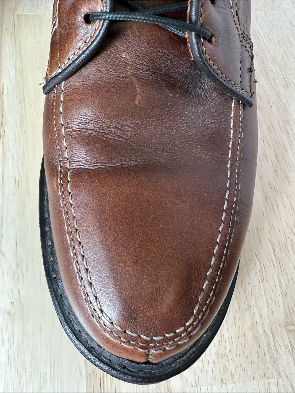 Allen Edmonds Brown Leather Derby Shoes with Black Laces